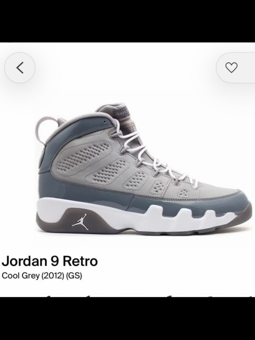 ⚡️⭐️Air Jordan 9 Retro GS 'Cool Grey' 2012 Boys Sneakers - Size 6Y